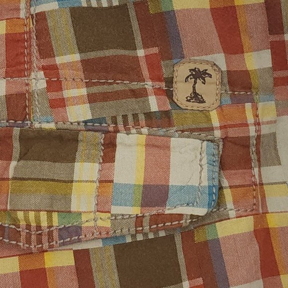 Tommy Bahama Mens 36 Cargo Shorts Cotton Jeans No 093 Red Brown Plaid Flat Front - Picture 4 of 8